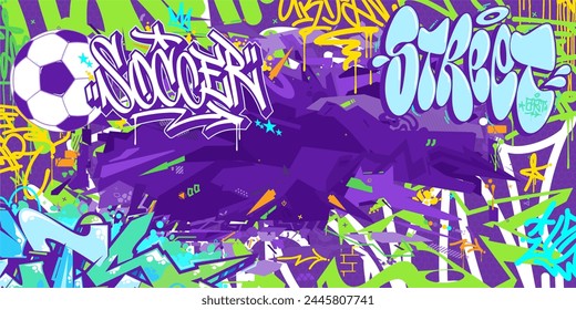 Cool Abstract Hip Hop Urban Street Art Graffiti Style Soccer Or Football Illustration Background