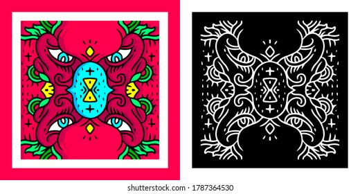 Cool abstract illustration for poster, sticker, or apparel merchandise.With tribal and hipster style.