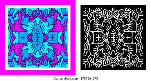 Cool abstract illustration for poster, sticker, or apparel merchandise.With tribal and hipster style.