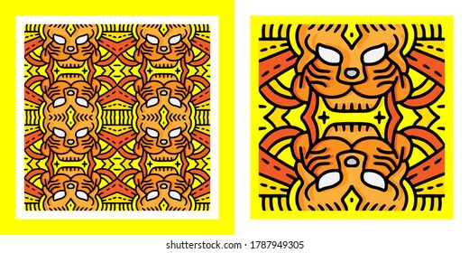 
Cool abstract illustration for poster, sticker, or apparel merchandise.With tribal and hipster style.