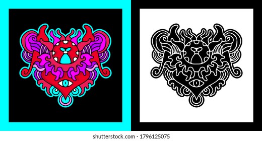Cool abstract illustration for poster, sticker, or apparel merchandise.With tribal and hipster style.