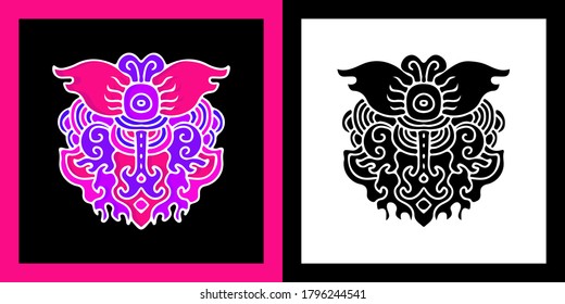 Cool abstract illustration for poster, sticker, or apparel merchandise.With tribal and hipster style.