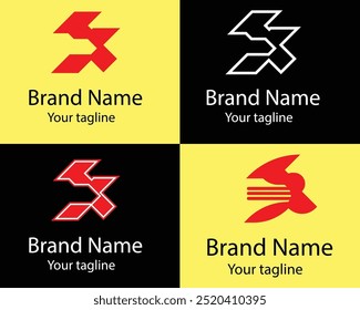 Cool Abstract Logos - Four Different Shapes of Same Shape Cool Designs and Illustrations for Business Companies - Organizations - Associations - Foundations etc.