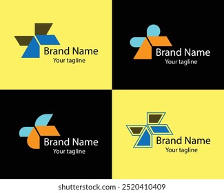 Cool Abstract Logos - Four Different Shapes of Same Shape Cool Designs and Illustrations for Business Companies - Organizations - Associations - Foundations etc.