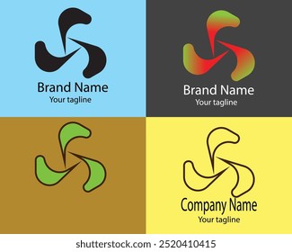 Cool Abstract Logos - Four Different Shapes of Same Shape Cool Designs and Illustrations for Business Companies - Organizations - Associations - Foundations etc.