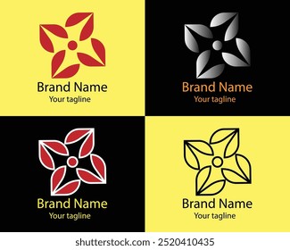 Cool Abstract Logos - Four Different Shapes of Same Shape Cool Designs and Illustrations for Business Companies - Organizations - Associations - Foundations etc.