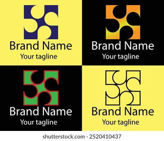 Cool Abstract Logos - Four Different Shapes of Same Shape Cool Designs and Illustrations for Business Companies - Organizations - Associations - Foundations etc.