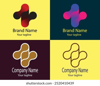 Cool Abstract Logos - Four Different Shapes of Same Shape Cool Designs and Illustrations for Business Companies - Organizations - Associations - Foundations etc.