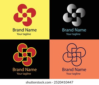 Cool Abstract Logos - Four Different Shapes of Same Shape Cool Designs and Illustrations for Business Companies - Organizations - Associations - Foundations etc.