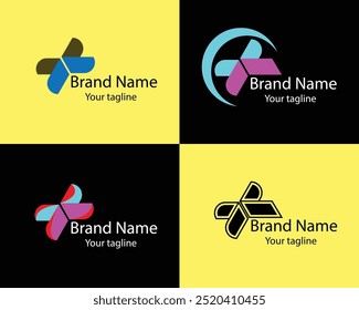 Cool Abstract Logos - Four Different Shapes of Same Shape Cool Designs and Illustrations for Business Companies - Organizations - Associations - Foundations etc.