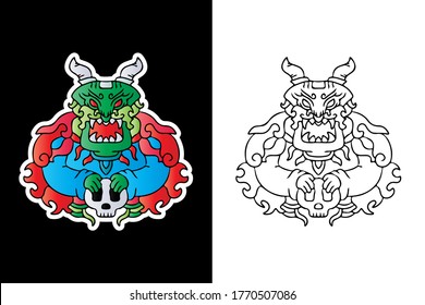 Cool abstract monster illustration for poster, sticker, or apparel merchandise.