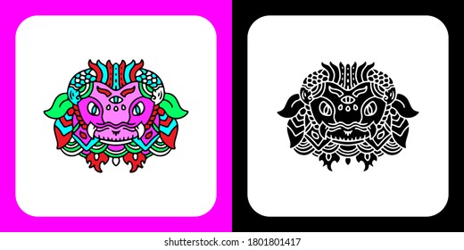 Cool abstract monster illustration for poster, sticker, or apparel merchandise.With tribal and hipster style.