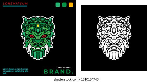 Cool abstract monster illustration for poster, sticker, or apparel merchandise.With tribal and hipster style.