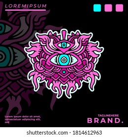 Cool abstract monster illustration for poster, sticker, or apparel merchandise.With tribal and hipster style.