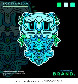 Cool abstract monster illustration for poster, sticker, or apparel merchandise.With tribal and hipster style.