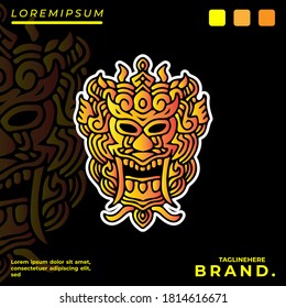 Cool abstract monster illustration for poster, sticker, or apparel merchandise.With tribal and hipster style.