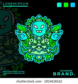 Cool abstract monster illustration for poster, sticker, or apparel merchandise.With tribal and hipster style.