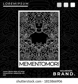 Cool abstract monster illustration for poster, sticker, or apparel merchandise.With tribal and hipster style.