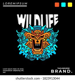 Cool abstract monster illustration for poster, sticker, or apparel merchandise.With tribal and hipster style.