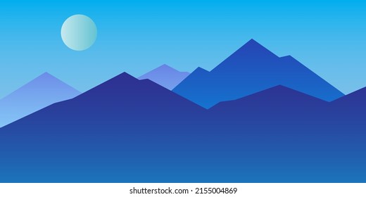 Fresco paisaje abstracto de montaña fondo montañas azul luna y nubes solares adecuadas para el fondo de la naturaleza

