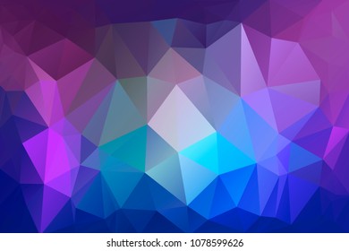 Cool abstract multicolor background of triangles of blue, kiolet, red hues.