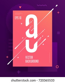 Cool abstract numbers poster with minimal design. Number 9. Abstract background with modern bright geometric elements. Dynamic liquid ink splashes number. Eps10 vector template for your art