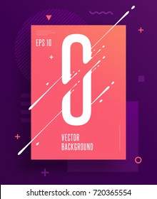 Cool abstract numbers poster with minimal design. Number 0. Abstract background with modern bright geometric elements. Dynamic liquid ink splashes number. Eps10 vector template for your art