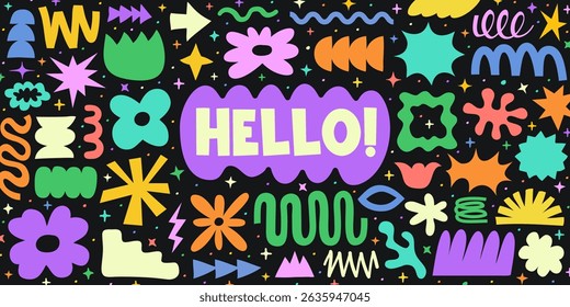 Cool Abstract Organic Shapes Pattern Vetor Design. Trendy Divertido Mão-Desenhado Doodle Fundo.