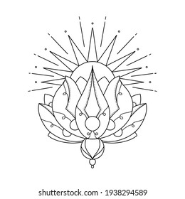 Cool abstract poster. Celestial vector logo. lotus illustration template 