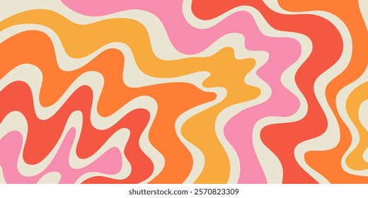 Cool Abstract Psychedelic Background. Vector Design Groovy Pattern Y2k Texture. Hand Drawn Trippy Backdrop.