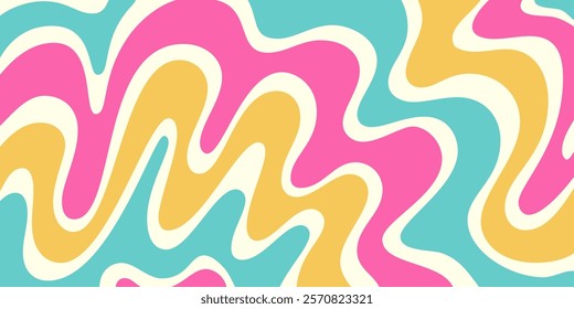 Cool Abstract Psychedelic Background. Vector Design Groovy Pattern Y2k Texture. Hand Drawn Trippy Backdrop.