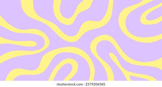 Cool Abstract Psychedelic Background. Vector Design Groovy Pattern Y2k Texture. Hand Drawn Trippy Backdrop.