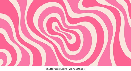 Cool Abstract Psychedelic Background. Vector Design Groovy Pattern Y2k Texture. Hand Drawn Trippy Backdrop.