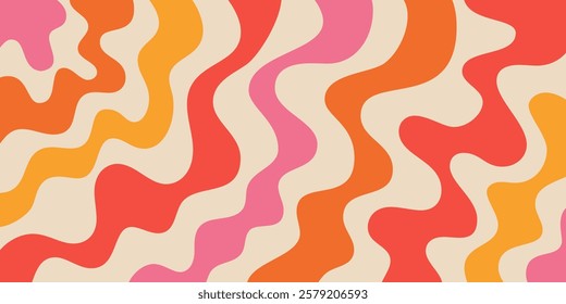 Cool Abstract Psychedelic Background. Vector Design Groovy Pattern Y2k Texture. Hand Drawn Trippy Backdrop.