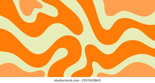 Cool Abstract Psychedelic Groovy Pattern Art. Y2k Trippy Texture Vector Design. Wavy Background.