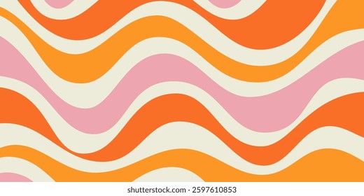 Cool Abstract Psychedelic Groovy Pattern Art. Y2k Trippy Texture Vector Design. Wavy Background.