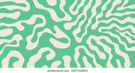 Cool Abstract Psychedelic Groovy Pattern Art. Y2k Trippy Texture Vector Design. Wavy Background.