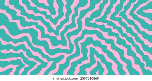 Cool Abstract Psychedelic Groovy Pattern Art. Y2k Trippy Texture Vector Design. Wavy Background.