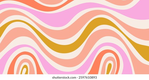 Cool Abstract Psychedelic Groovy Pattern Art. Y2k Trippy Texture Vector Design. Wavy Background.