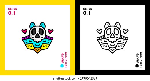 Cool abstract skeleton head doodle illustration for poster, sticker, or apparel merchandise.With tribal and hipster style.