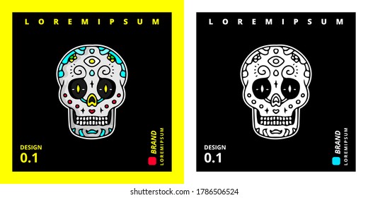 Cool abstract skeleton head illustration for poster, sticker, or apparel merchandise.With tribal and hipster style
