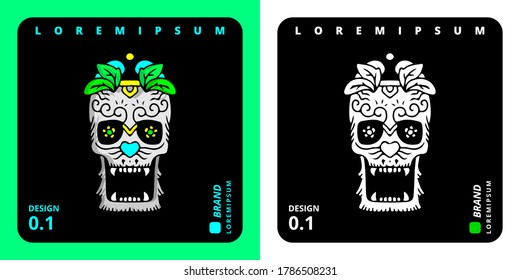 Cool abstract skeleton head illustration for poster, sticker, or apparel merchandise.With tribal and hipster style