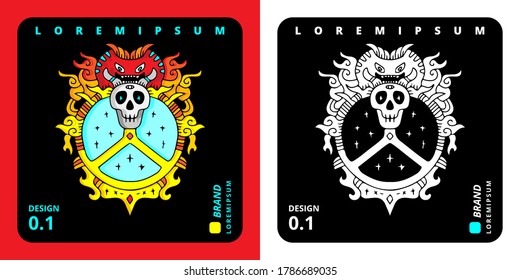 Cool abstract skeleton illustration for poster, sticker, or apparel merchandise.With tribal and hipster style.
