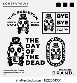 Cool abstract skeleton illustration for poster, sticker, or apparel merchandise.With tribal and hipster style.