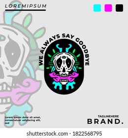 Cool abstract skeleton illustration for poster, sticker, or apparel merchandise.With tribal and hipster style.