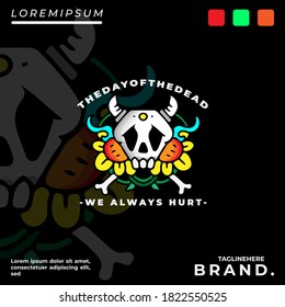 Cool abstract skull illustration for poster, sticker, or apparel merchandise.With tribal and hipster style.