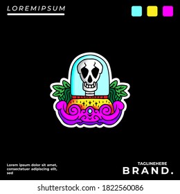 Cool abstract skull illustration for poster, sticker, or apparel merchandise.With tribal and hipster style.