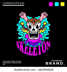 Cool abstract skull illustration for poster, sticker, or apparel merchandise.With tribal and hipster style.