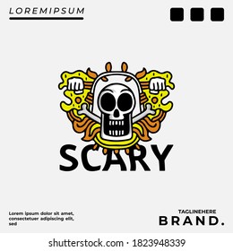 Cool abstract skull illustration for poster, sticker, or apparel merchandise.With tribal and hipster style.