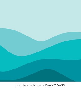 Cool abstract turquoise and teal landscape with layered hills minimalist nature design